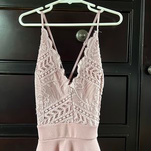 Windsor Lace top layered skater dress. Mauve